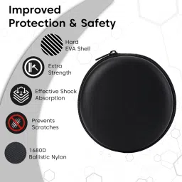 Sounce Multi-Functional Portable Hard Shell Carrying Case for Earphones, Headsets, Pen Drives, SD Cards & Mobile Accessories – Compact Travel Storage Pouch with Shockproof Protection – Black image 2