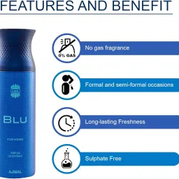 AJMAL 1 Blu Homme for Men, 1 Avid Homme for Men, 1 Nightingale and 1 Persuade for Men & Women Deodorants each 200ML Combo pack of 4 (Total 800ML) image 4