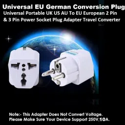 WOWSOME Set of 2 Adapter for India UK US AU to EU European 2 Pin Power Socket Plug Converter Suitable for South Korea, France, Germany, Russia image 3