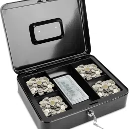 BANSI creatives Cash Box with Money Tray, Small Safe with with Combination Lock Removable Coin Tray image 1