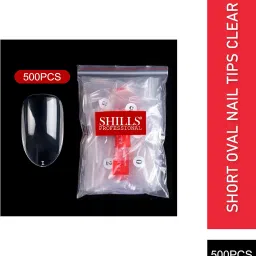Shills Professional PKT 500pcs Short Oval Nail Tips Clear image 1