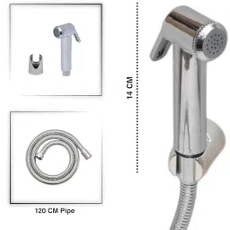 Tap Flora Health Faucet for Toilet | Heavy-Duty ABS Jet Spray Gun with Flexible 1.2m Stainless Steel Tube and Holder | Chrome Finish Hand Shower for Bathroom Toilet with 1-Year Manufacturer Warranty image 2