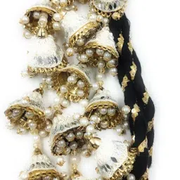 simka SIMKA® Light weight hand made heavy Mirror, Moti & Pearl desgin bridal Paranda with Gotapatti Lace | Jhumka Style | Choti | Traditional Punjabi Hair Accessory for Women & Girls (Heavy Embroidery) image 1