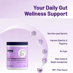 DZPLN Daily Prebiotic Fiber Powder, Inulin and Fructooligosaccharides, Unflavored, 250g, Sugar-Free, Plant Based Supplement image 5