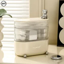 Cosmetic Storage Organizer 360° Rotating 3 Layers Multi-Compartments Desktop Cotton Pad Cosmetic Lipstick Makeup Brush Jewellery Holder for Countertop Vanity image 2