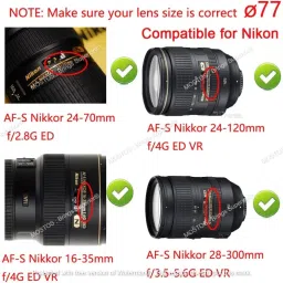MOSTOS ; Brings Superior || 77mm Camera Lens Cap for Nikon AF-S NIKKOR 24-120mm f/4G Lens, AF-S 28mm f/1.4E ED f/1.4 Lens, AF-S 85mm f/1.4G Lens for Nikon D850 D810 D800 D750 D700 D600 D610 image 2
