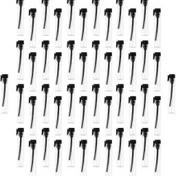 HEAVENGLOW 50x Mini Glass Perfume Sample Vials Empty Essential Oil Fragrance Bottle 2ml Black Cap image 1