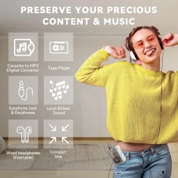 Portable Recordable Cassette Player, Cassette Tape Player with Headphone Jack, Battery Operated or Tape Recorder with AC image 2