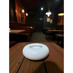 Premium Ceramic Round Ashtray for Home, Office, Balcony & Café | Heat-Resistant Donut Design Cigarette Ash Tray | Modern Minimalist White Smoke Holder image 2