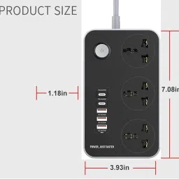 ELMVIA Multi Plug Extension Board with Switches/Extension Cord/Spike Guard/Power Extension Board/Wire Extension Board/Power Cord Extension for Home (3 Socket Extension Board) image 2