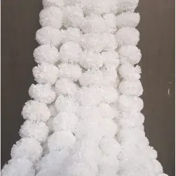 SPHINX Artificial Marigold Fluffy Flowers Garlands for Festive Pooja Wedding Housewarming Diwali Decorations Festival Events Home Table Bedroom Pooja Room - Pack of 5 (White) image 2