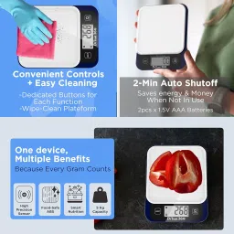 Dr Trust USA Smart Nutrition Electronic Kitchen Digital Scale Weighing Machine For Health, Fitness, Diet, Nutrition, Cooking and Home Baking with Bluetooth, Bright LCD, Touch Button, Tare Function(5 Kg)- 530 image 4