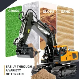 Ascetic Remote Control Excavato RC Digger Excavato Toy for Boys,11 Channel Hydraulic Excavato Turns 680 Degree,Construction Toys with Metal Shovel, Lights,Sounds,1 Rechargeable Batteries(4) image 4