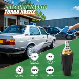 Pressure Washer Turbo Nozzle Tips, Max 4000 PSI 360° Rotating Spray Turbo Nozzle Pressure Washer Attachments with 7 Power Washer Tips for Garden Roads, Terraces, Car Washing, Drainage Ditches 4.0 GPM image 4