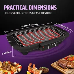 DUNGRANI 2000W Outdoor Indoor Griddle, Large Barbecue Hot Plate Electric Camping Teppanyaki, Non-stick Electric BBQ Grill Easy Clean Smokeless Griddle With BBQ Stick And Brush Set (Design-1) image 2