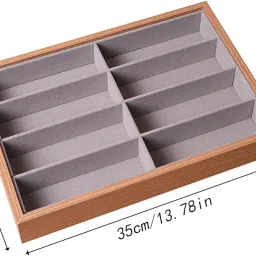 zoomella Glasses Display Case 8 Slot Jewelry Holder Container Eyeglasses Storage Case No Lid Rosewood image 1