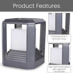 Beamify Gate Light 9W Waterproof Pillar Lamp Outdoor Decor Garden Lights Pole Mount Exterior Lighting Fixture for Home Entrance Main Gate Patio Compound Boundary (Without Bulb, Pack of 1) image 2