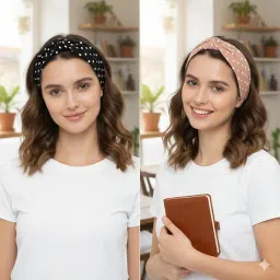 topibaaz Boho Headband (Pack of 2) High Elasticity Cloth Hair Bands for Gym Travel or Running Non Slip Stylish Bandanas (365) image 2