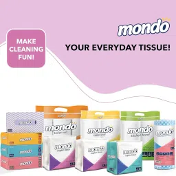 Mondo Napkin Tissue Paper (Size 30x30 centimetres, 2 Ply, 50 Pulls) | Pack of 5 Boxes | 100% Food & Skin Safe FDA Approved, OBA Free | Use in Kitchen & Dining, Catering, School & Office image 5
