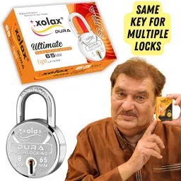 XOLAX 8 Dura Padlocks 65mm with 16 Commom Keys - Padlock for Main Door Shops & Offices | Strong Hardened Corrosion Resistant | Padlocks for Apartments, Societies, Class Rooms, Boxes | (Silver, 8) image 2