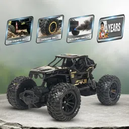 WISHKEY Rock Crawler Monster Truck RC Car for Boys Metal Body Remote Control Car Toy Off-Road Vehicle with Oversized Tires, Shock Absorbers & Spray Function Rechargeable (Black, 4+ Years) image 2