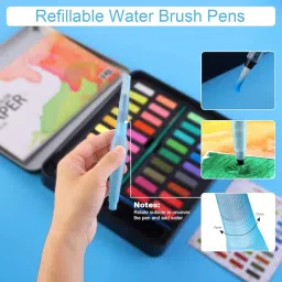 Chrome Professional Watercolor Pigment Solid Kit 36 Colors Paint Set Portable With Water Brush Pen & Paper Painting Art Supplies image 3