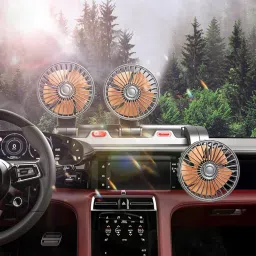 AutoBizarre 12V Electric Car Cooling Fan 360° Rotatable Triple Heads High Air Circulator Fan Manual Rotation 2 Speed for All Cars image 1