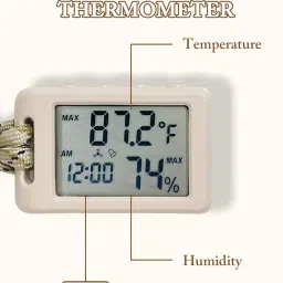 Digital Indoor Room Thermometer with Clock,Small Smart Temperature Humidity Monitor with Lanyard,Travel Clock with Accuracy Display Time Date Max/Min Record for Bedroom Living Room Office (White) image 4
