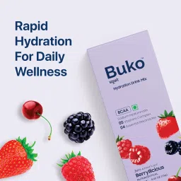 BUKO Energising Electrolyte Powder Drink Mix | Travel Friendly Hydration & Energy Drink, 4 Essential Electrolytes + 5 Added Vitamins - Refreshing Berryllicious Flavour | (12) image 2