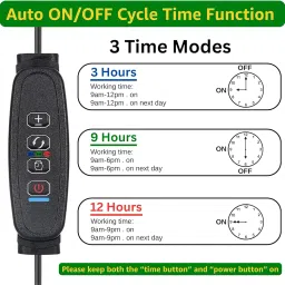 ecofynd Grow Light for Indoor Plants, 10 Dimmable Brightness, 3/9/12 Hrs Auto On/Off Automatic Timer, 2 Head LED Grow Lights for Plants,1.3M Wire, Artificial Sunlight for Plants (Black, GROWLIGHT003) image 2