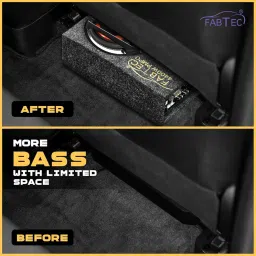 FABTEC 8 Inch Gray Under Seat Active Subwoofer Bass Tube for Cars (InBuilt Amp, 200 RMS) image 3