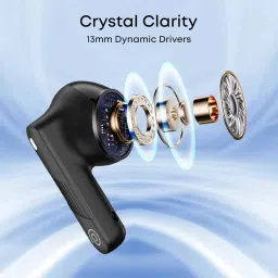 pTron Bassbuds Fury in-Ear TWS Earbuds with 13mm Drivers, 50Hrs Playtime, AI-ENC Clear Calls, Bluetooth V5.4 Wireless Headphones, Voice Assistant, Type C Charging & IPX5 Water Resistant (Black) image 2