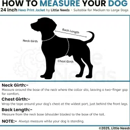 Dog Winter Jacket - (Hexa Print, 24 Inch) for Medium to Large Dogs | Ultra Warm Waterproof & Windproof Coat | Adjustable Velcro Closure, Washable Vest for Cold Weather | Indoor & Outdoor image 4