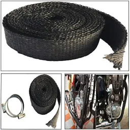 Aow Attractive Offer World Black Silencer Wrap Bike Exhaust Shield Universal for All Bikes (Length : 3 Mtrs) W-77 image 3