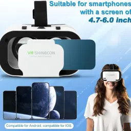V5 VR Headset for Phone,3D Glasses Headset Helmets Virtual Reality Headset with Bluetooth Controller,Adjustable Pupil Distance VR Goggles for Movies Games,4.7-6“ Screen image 4