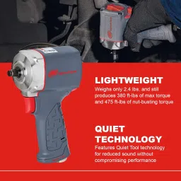Ingersoll Rand 15QMAX 3/8 inch 650 Nm Quiet Ultra-Compact Air Impact Wrench: 650Nm Nut-Busting Torque in a Lightweight Design - Professional Grade Power, Unmatched Access & Durability image 2