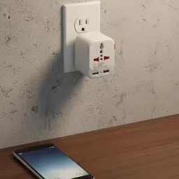 sbf furniture SBF Plastic Spice 3-Pin Universal Travel 1Adaptor (White) Set of 1 (White) image 4