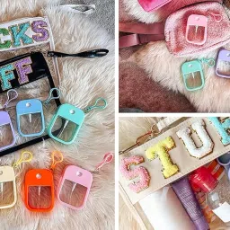 Portable Card Spray Bottle, 38Ml Refillable Perfume Bottle Portable Moisturizing Sprayer Box With Hook, Empty For Alcohol Hand Sanitizer Fragrance Cosmetic - Plastic, Lavender Purple image 5