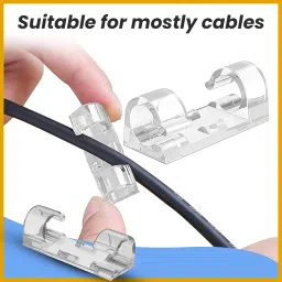 40 Pcs Cable Clips for Wire Management on Wall | Self-Adhesive Wire Organizer Clips for Wall Desk Office Home | Heavy Duty Cable Clips for Laptop Computer | Transparent Wire Clips (9mm) image 3
