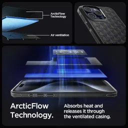 Spigen Cryo Armor Back Cover Case Compatible with iPhone 15 Pro Max (TPU + Poly Carbonate | Cryo Blue) image 2