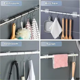 Self-Adhesive Hook Pipe Holder – Waterproof and Rustproof Wall Hooks for Kitchen, Bathroom, Home, and Office, 5kg Capacity (4PCS) image 2