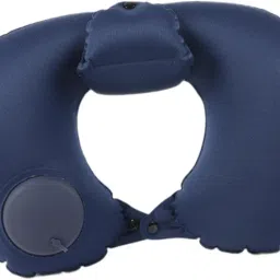 FABLOFT Inflatable Travel Pillow Adults Head Support for Bussiness Trip Train Travel Navy image 2