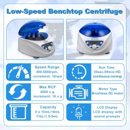 CryoKing Benchtop Centrifuge, 300-5000 RPM Low-Speed Microcentrifuge, Max. 2600xg RCF, LCD Digital Centrifuges, Laboratory Centrifuges with Brushless DC Motor image 1