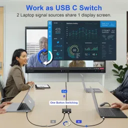 Bi-Directional 8K USB C Switch USB C Switcher for 2 Computers, 8K@60Hz/4K@120Hz USB C KVM Switch Splitter with 2 USB-C Cables, for 100W Charging+10Gbps Data+Video Transfer image 2