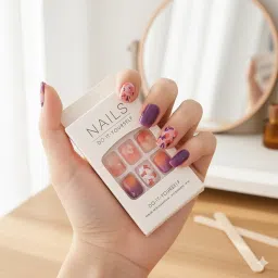 Press-On Nails Set | 6-Pack DIY Manicure Kit with Gradient, Hearts, Flowers, and Solid Colors | Reusable & Easy Application Fake Nails image 2