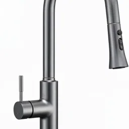 वास्तुदृष्टि Pull-Down Kitchen Faucet, Single Handle with Dual Spray Mode, Sink Faucets Hot and Cold Water, Flexible Swivel Spout Sprayer Sink Faucet with 2 Hose Pipe (Gun Grey) image 2