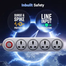 ATC ; ART OF CONNECTING PS4200H Power Strip – 4 Universal Sockets | 1500W | LED Indicator with Master Switch | Surge & Spike Protection | 2M Durable Copper Cable | Ideal for Home & Office Use (White) image 3