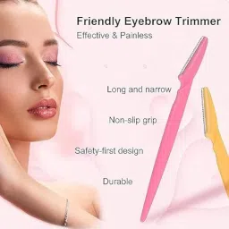 Verupa Trends Tinkle Cute Pastel Ballpoint Pens Set,Eyebrow Razor for Women Face Hair Remover Pack of 3 | Painless Facial Hair Removal Dermaplaning Tool | Reusable Eyebrow Shaper for Upper Lip Chin Peach Fuzz | Stainless Steel Blade with Safety Cap - [Pack of 3] image 3