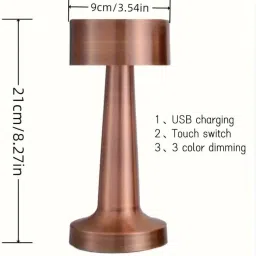 lamp Wireless LED Touch Table Lamp Light with 3 Color Step Less Dimming by Touch - Chic Indoor and Outdoor Table Lamp with Stylish Rounded Design for Home, Restaurant and More image 2
