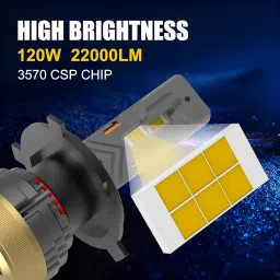 LEDBeam LED HX 120W Automotive Grade 7035 Chip 22000Lm Halogen Technology Warm White Car Headlight Bulbs with External Ballast Driver (12V,120W/2bulbs) (H4/H19) image 2